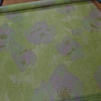 Voile de lin soie faconne rayure ton anis et beige taupe