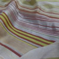 Voile de lin soie faconne rayure ton ocre safran kaki clai1