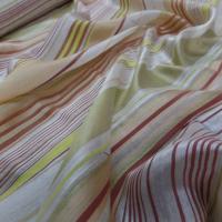 Voile de lin soie faconne rayure ton ocre safran kaki clai3