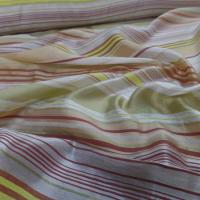 Voile de lin soie faconne rayure ton ocre safran kaki clair