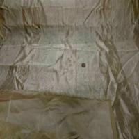 Voile de soie 100 brode a rayures ton beige3