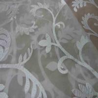 Voile de soie 100 ecrue a motifs brode blanc