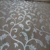 Voile de soie 100 ecrue a motifs brode blanc8