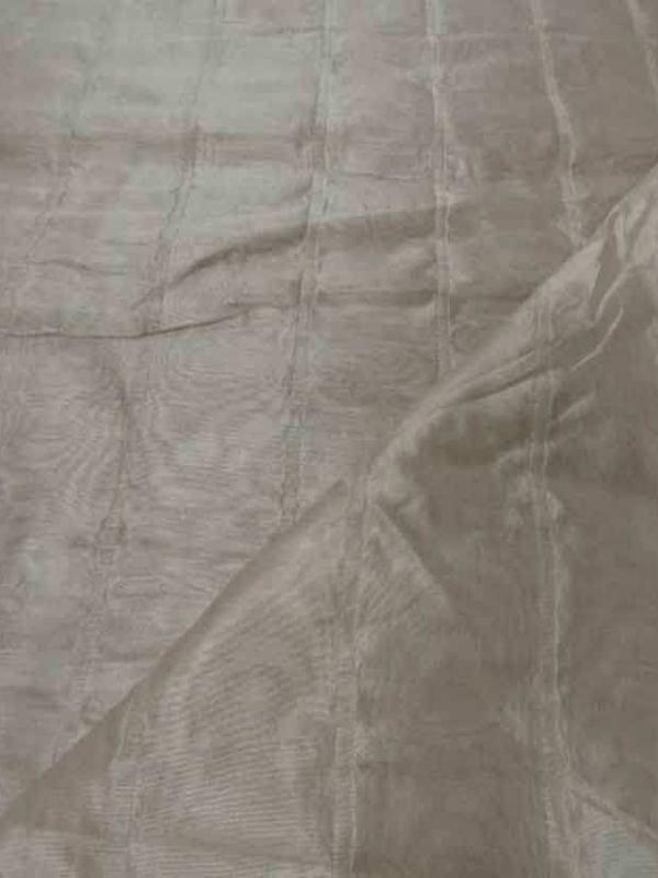 Voile de soie 100 faconne rayures ton beige clair