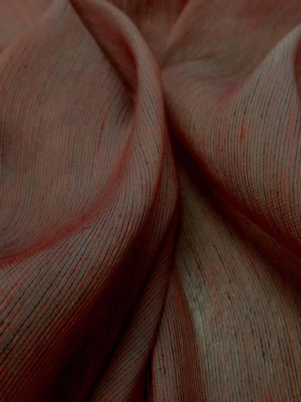 voile de soie 100% façonné taupe rouge vermillon