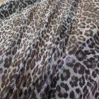 Voile de soie blanc brillant imprime fauve marron3