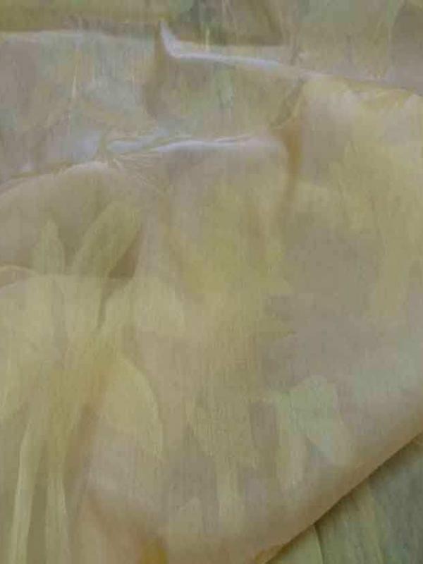 Voile de soie changeant ton jaune a motifs7 1