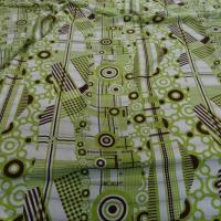 Voile de soie crépon imprimé retro ton blanc anis et marron