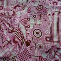 Voile de soie crepon imprime retro ton blanc rose et bordeaux0 1