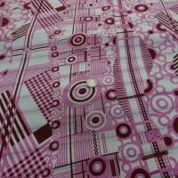 Voile de soie crepon imprime retro ton blanc rose et bordeaux1
