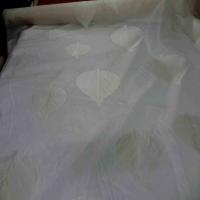 Voile de soie ecrue brode feuille de tilleul5