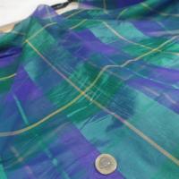 Voile de soie imprime madras vert et bleu