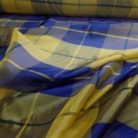 Voile de soire imprime madrass jaune et bleu