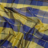 Voile de soire imprime madrass jaune et bleu4