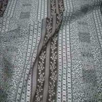 Voile en coton blanc casse imprime rayures ton marron