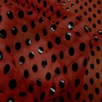 Voile polyester rouge bordeaux a pois noir en vinyl6